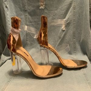 Clear Strappy Rose Gold Heels